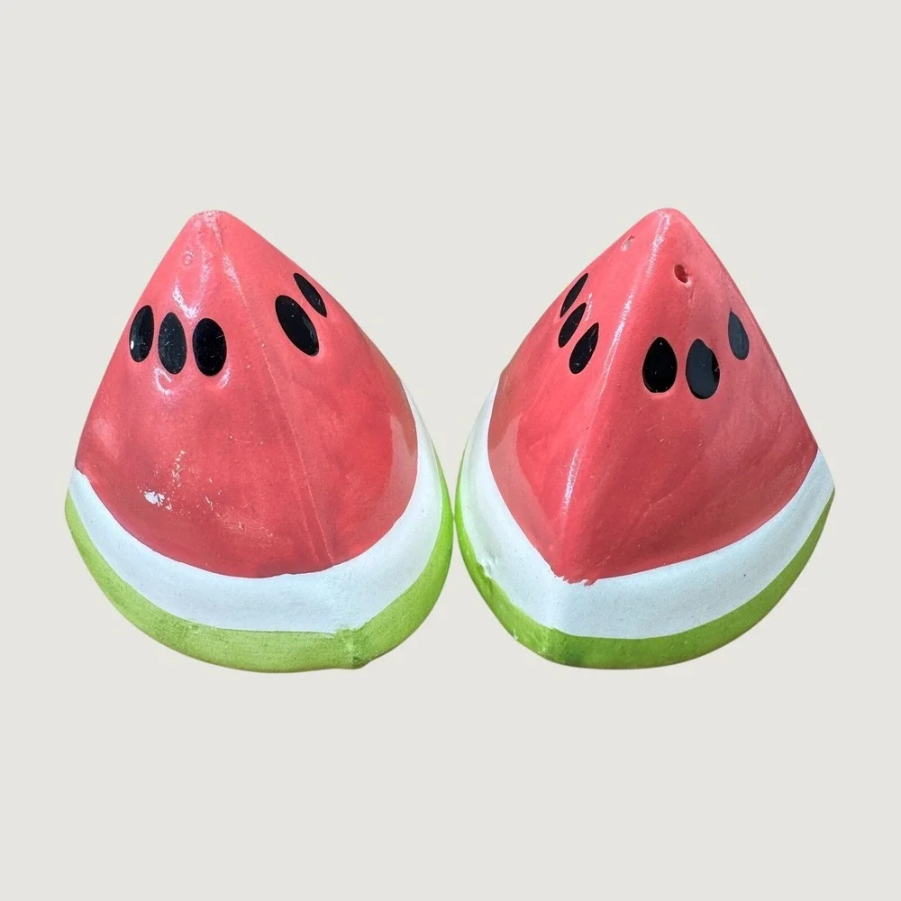 LOOMCO 1993 Watermelon Slice Salt & Pepper Shakers Ceramic‎ Vintage